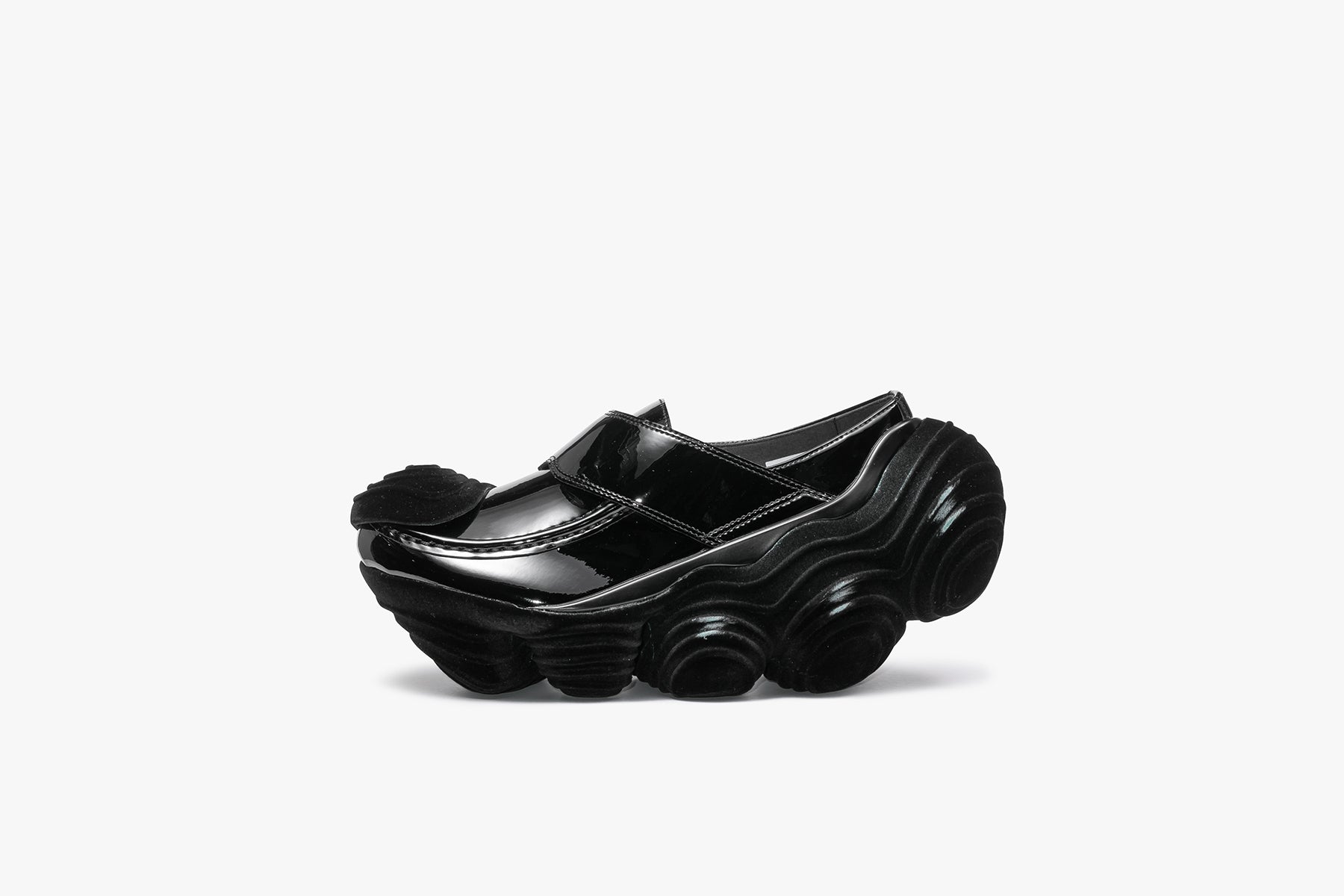 OYSTER LOAFER FLOCKY SCRATCH - BLACK / BLACK (オイスター 