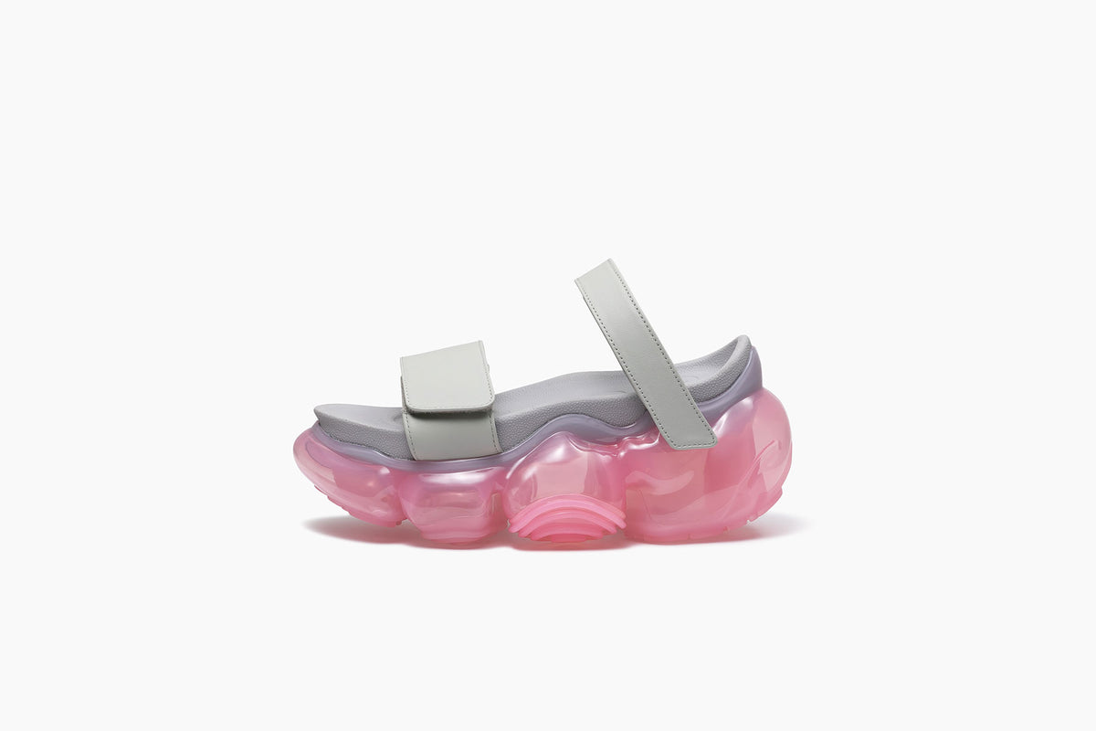 MOOPIE LEATHER SANDAL - GRAY / PINK (ムーピー レザー サンダル 