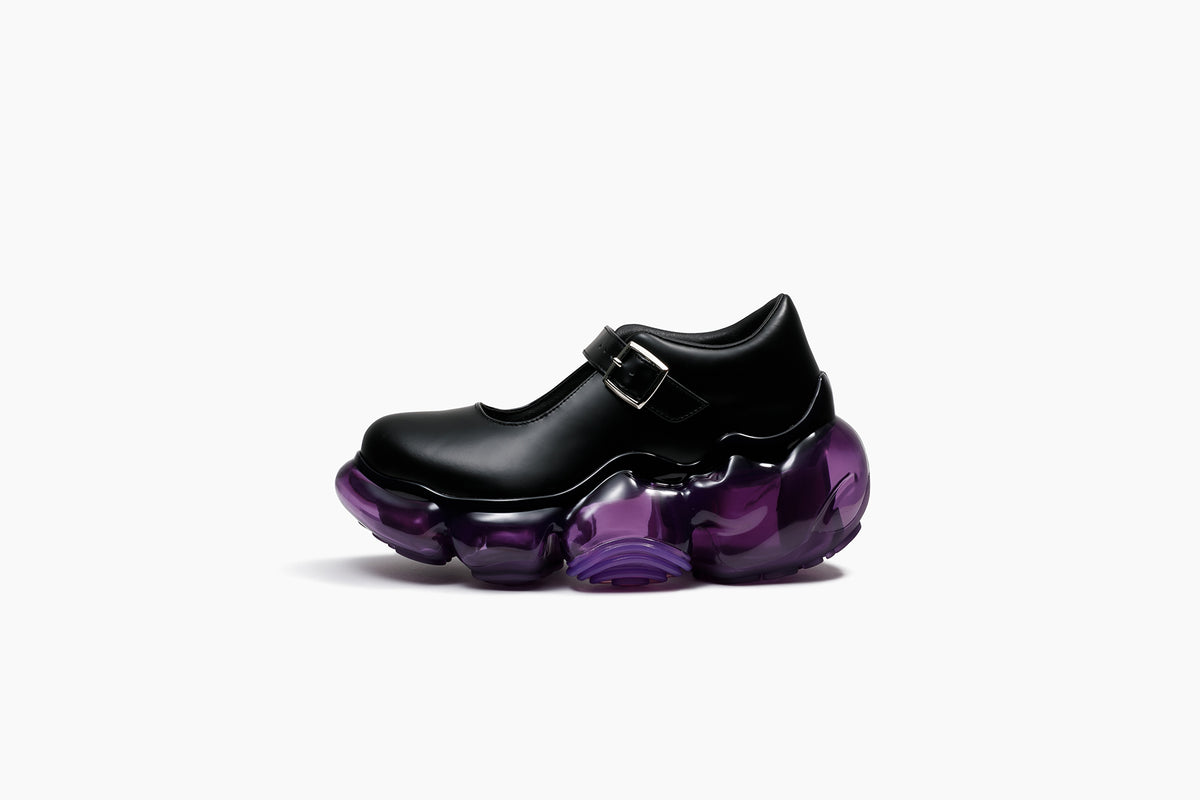 MOOPIE PEBBLE - BLACK LEATHER / PURPLE (ムーピー ペブル ブラック 