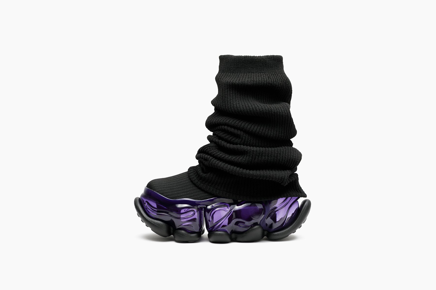 SKYSCRAPER LOOSE SOCKS KNIT grounds ブーツ SKYSCRAPER LOOSE SOCKS KNIT - BLACK / PURPLE (スカイスクレーパー