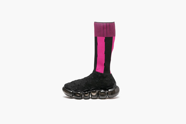 grounds JEWELRY x BERNHARD WILLHELM 06|long sock trainer with stripes and slits / BLACK PINK STRIPE