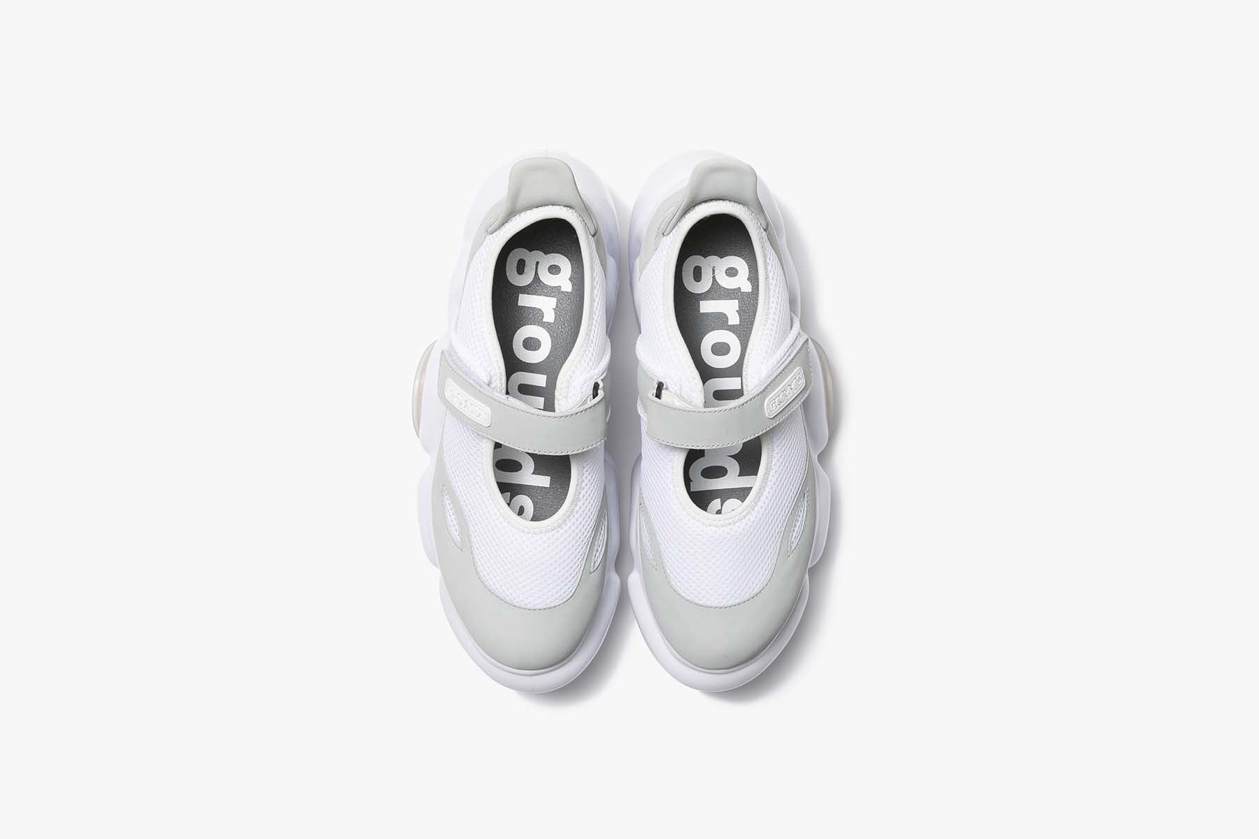 grounds MOOPIE MARY JANE WHITE GRAY / WHITE SOLID