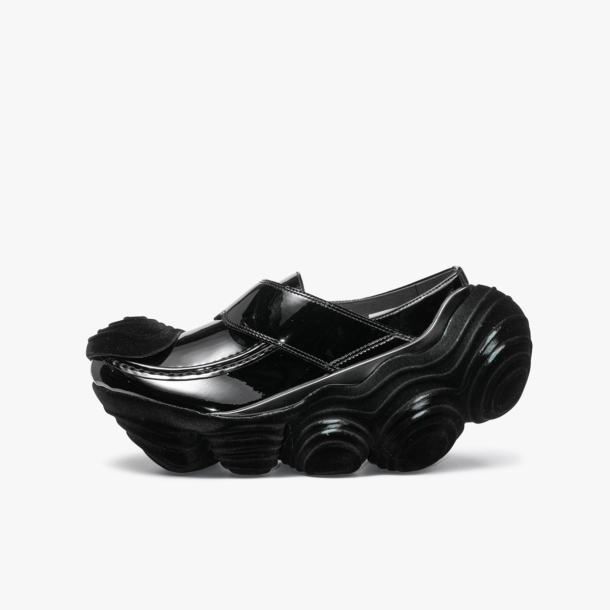 OYSTER LOAFER FLOCKY SCRATCH - BLACK / BLACK (オイスター 