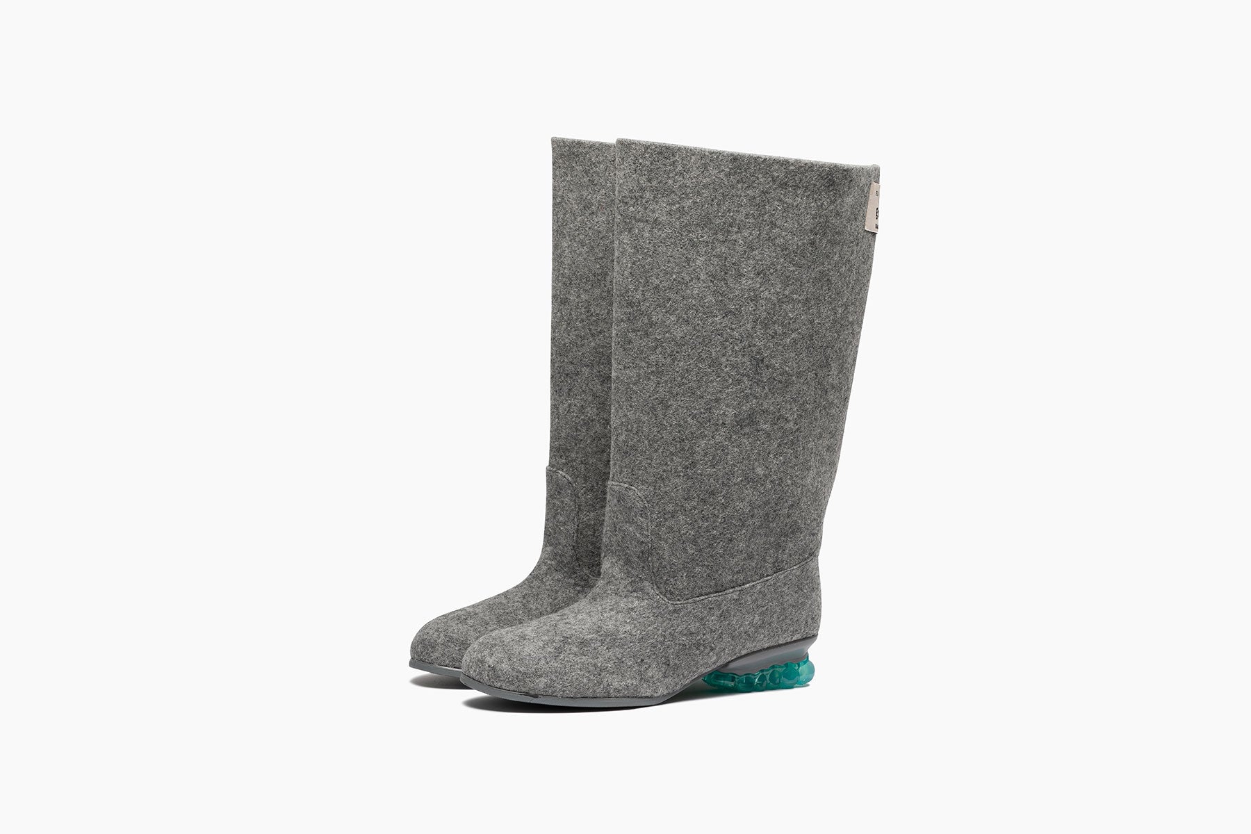 国内発送■grounds■BABY JEWELRY BOOTS GRAY 羊毛フェルト 4cm BABY JEWELRY BOOTS - GRAY / TURQUOISE (ベイビー ジュエリー