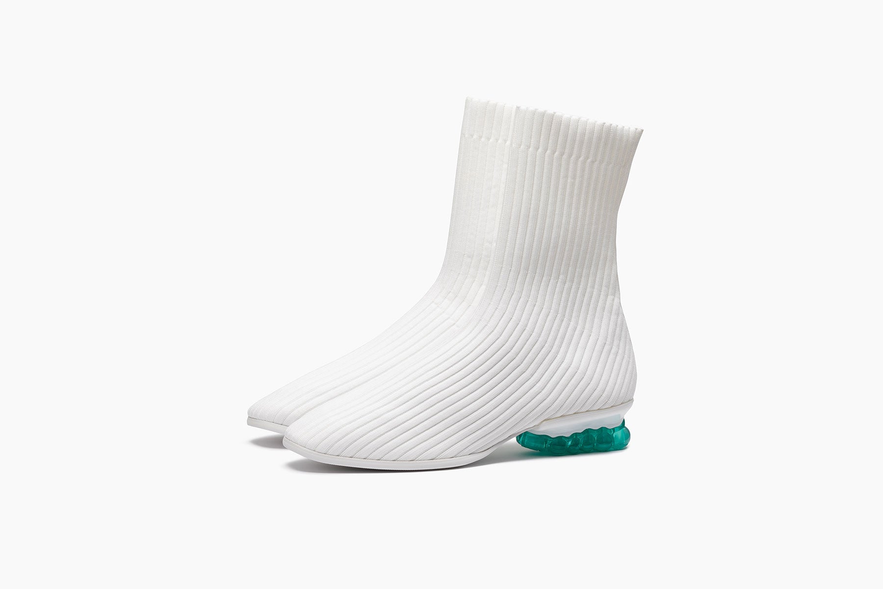 grounds BABY JEWELRY RIB SOCK WHITE / TURQUOISE