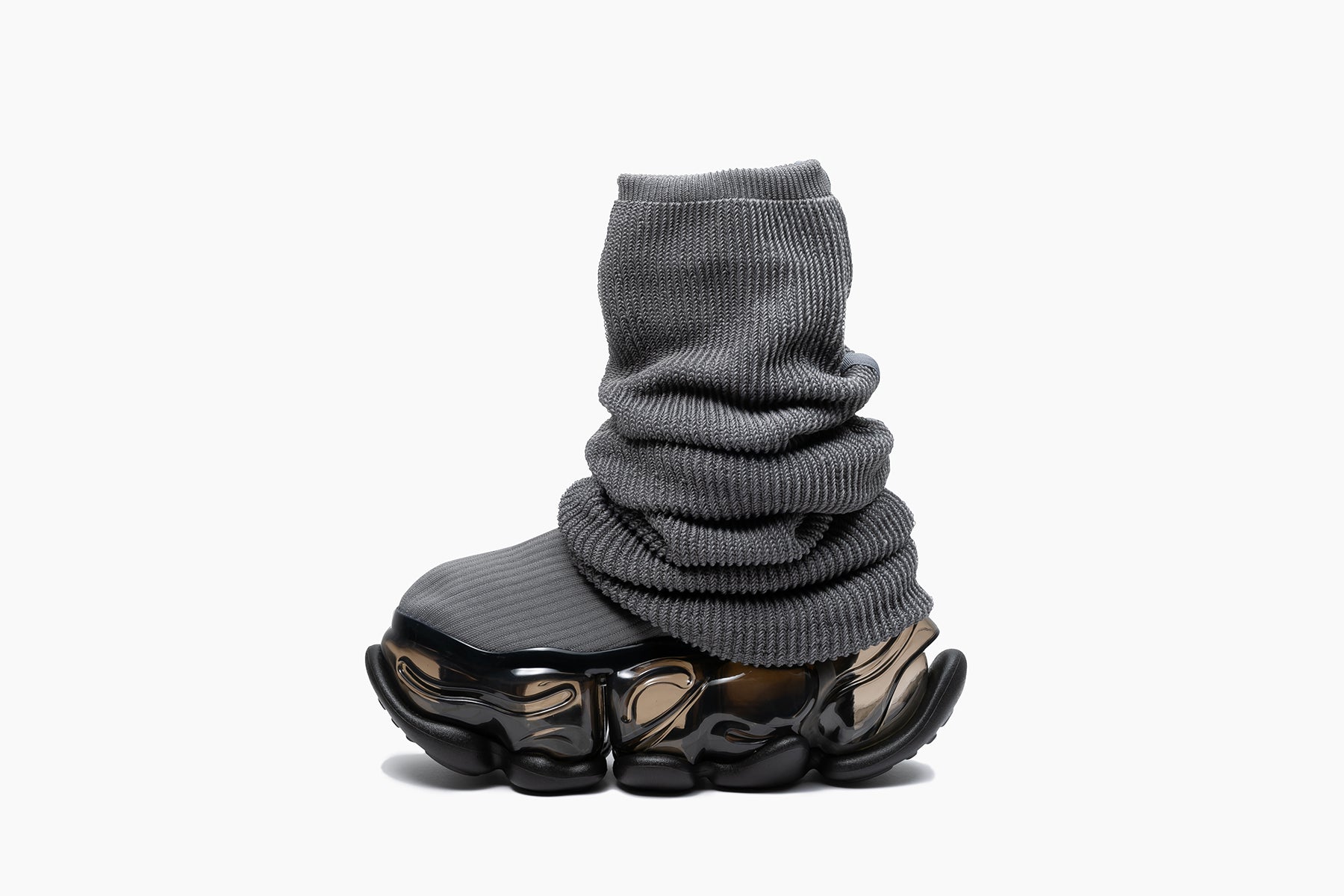 grounds SKYSCRAPER LOOSE SOCKS KNIT グレー SKYSCRAPER LOOSE SOCKS KNIT - GRAY / BLACK (スカイ