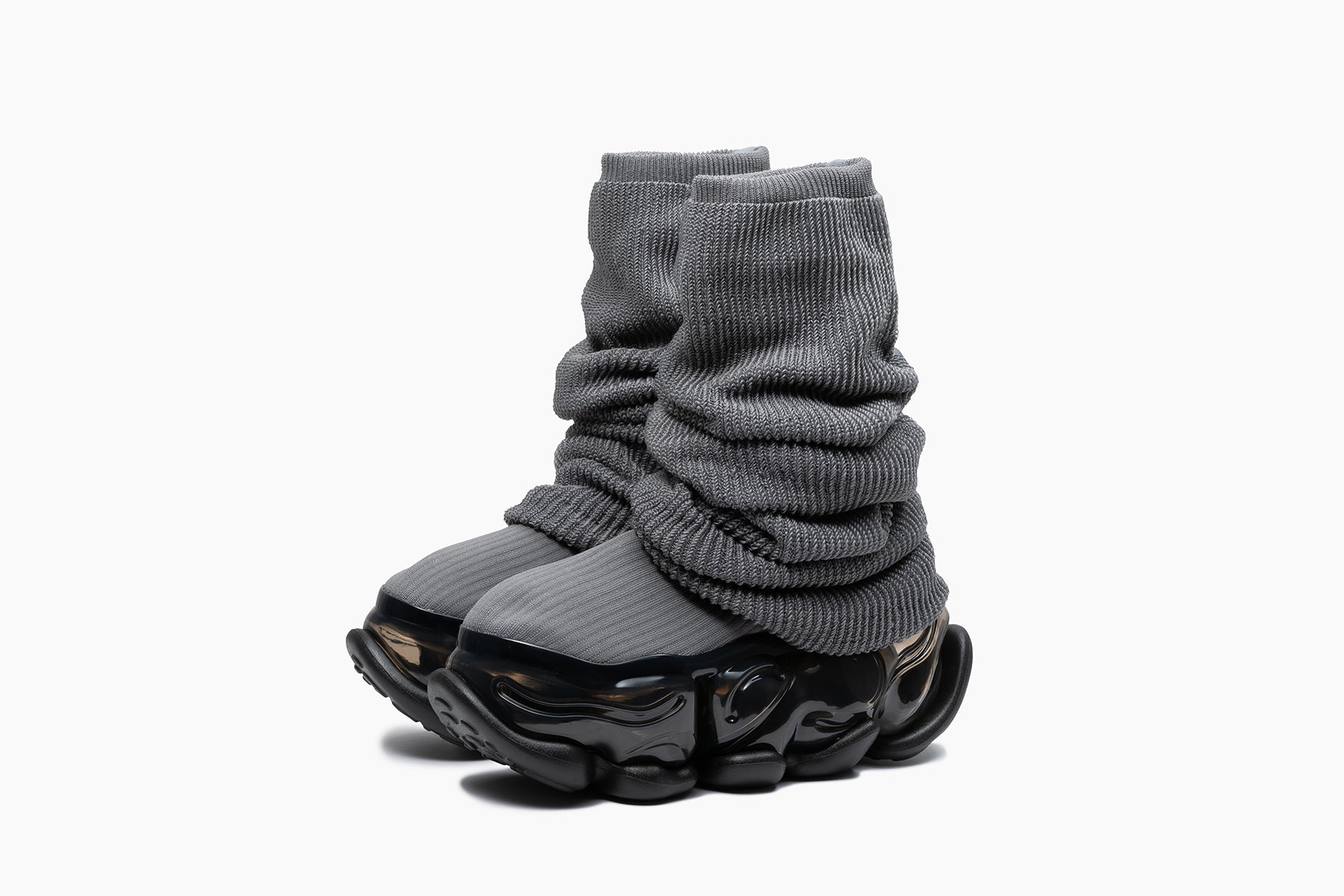 靴 SKYSCRAPER LOOSE SOCKS KNIT SKYSCRAPER LOOSE SOCKS KNIT - GRAY / BLACK (スカイ