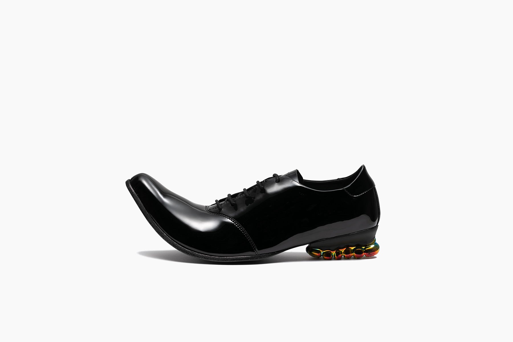 grounds BABY JEWELRY POINTY DERBY ENAMEL BLACK / RAINBOW BLACK CHROME