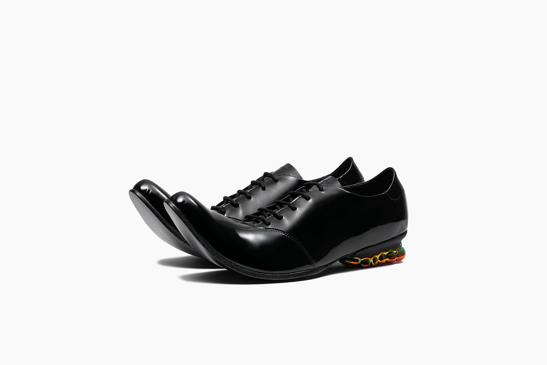 grounds BABY JEWELRY POINTY DERBY ENAMEL BLACK / RAINBOW BLACK CHROME