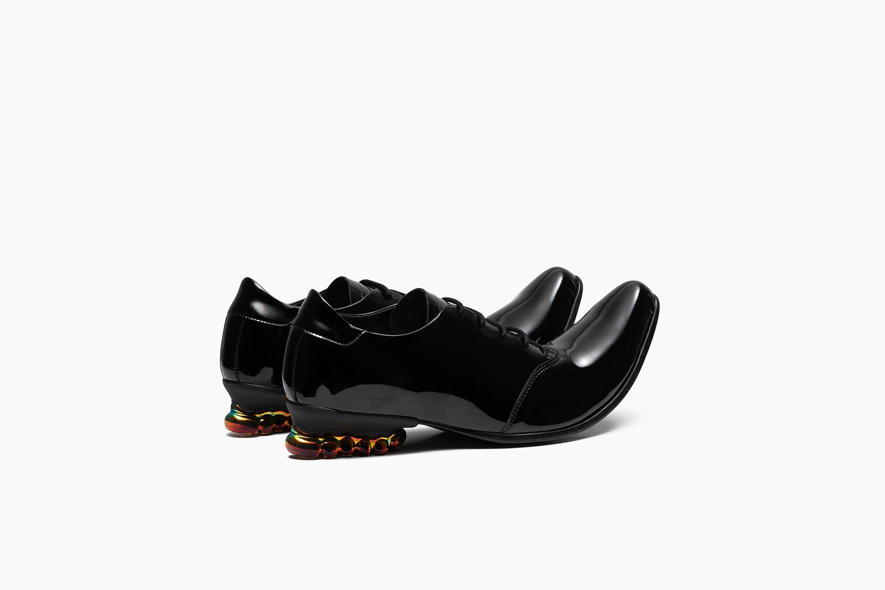 grounds BABY JEWELRY POINTY DERBY ENAMEL BLACK / RAINBOW BLACK CHROME