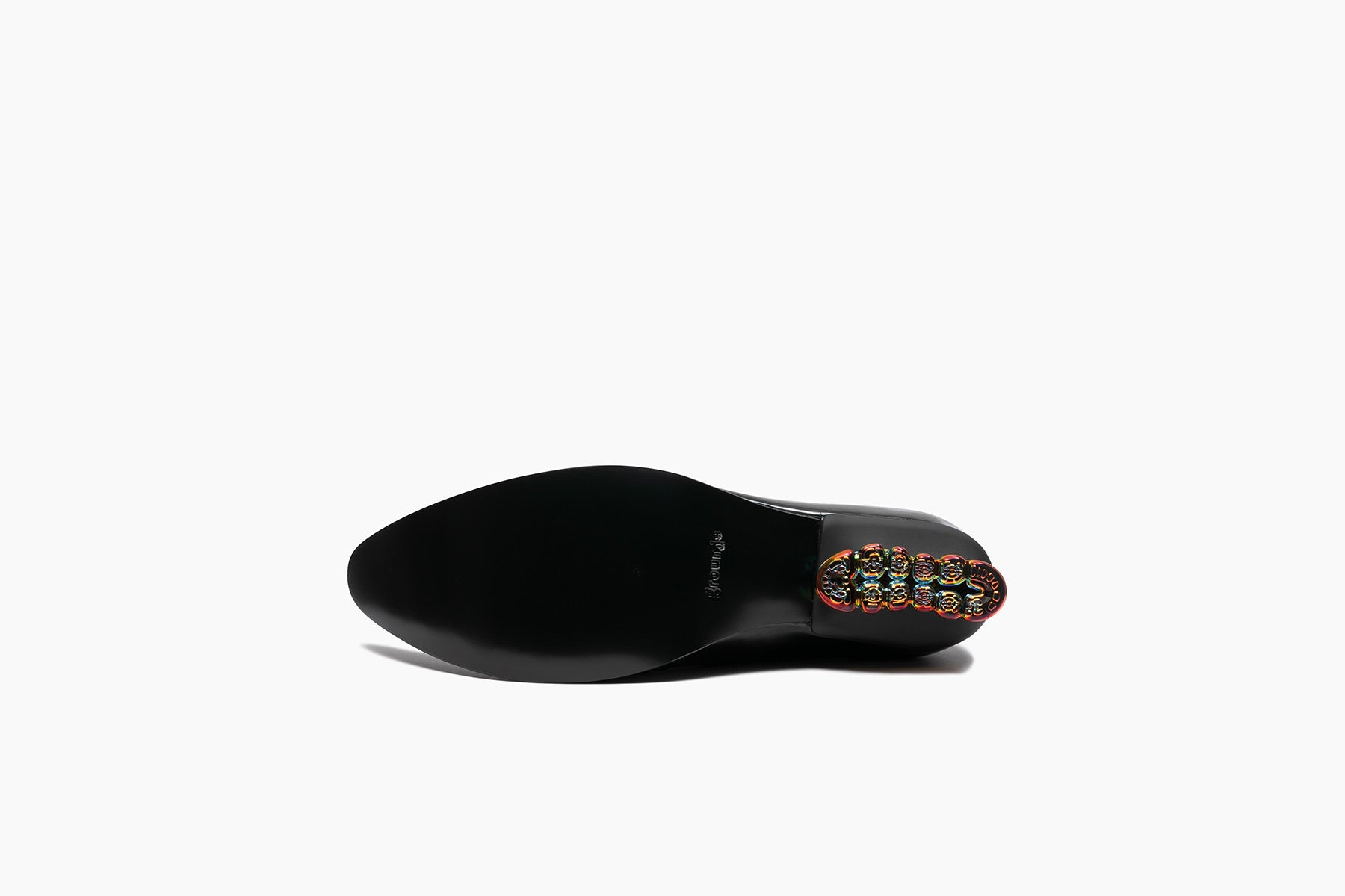 grounds BABY JEWELRY POINTY DERBY ENAMEL BLACK / RAINBOW BLACK CHROME