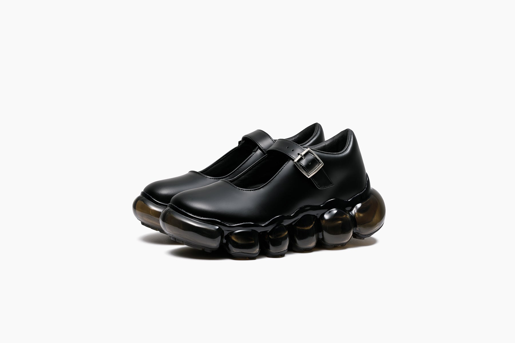 grounds ブラック レザー シューズ JEWELRY PEBBLE - BLACK LEATHER / BLACK (ジュエリー ペブル ブラック