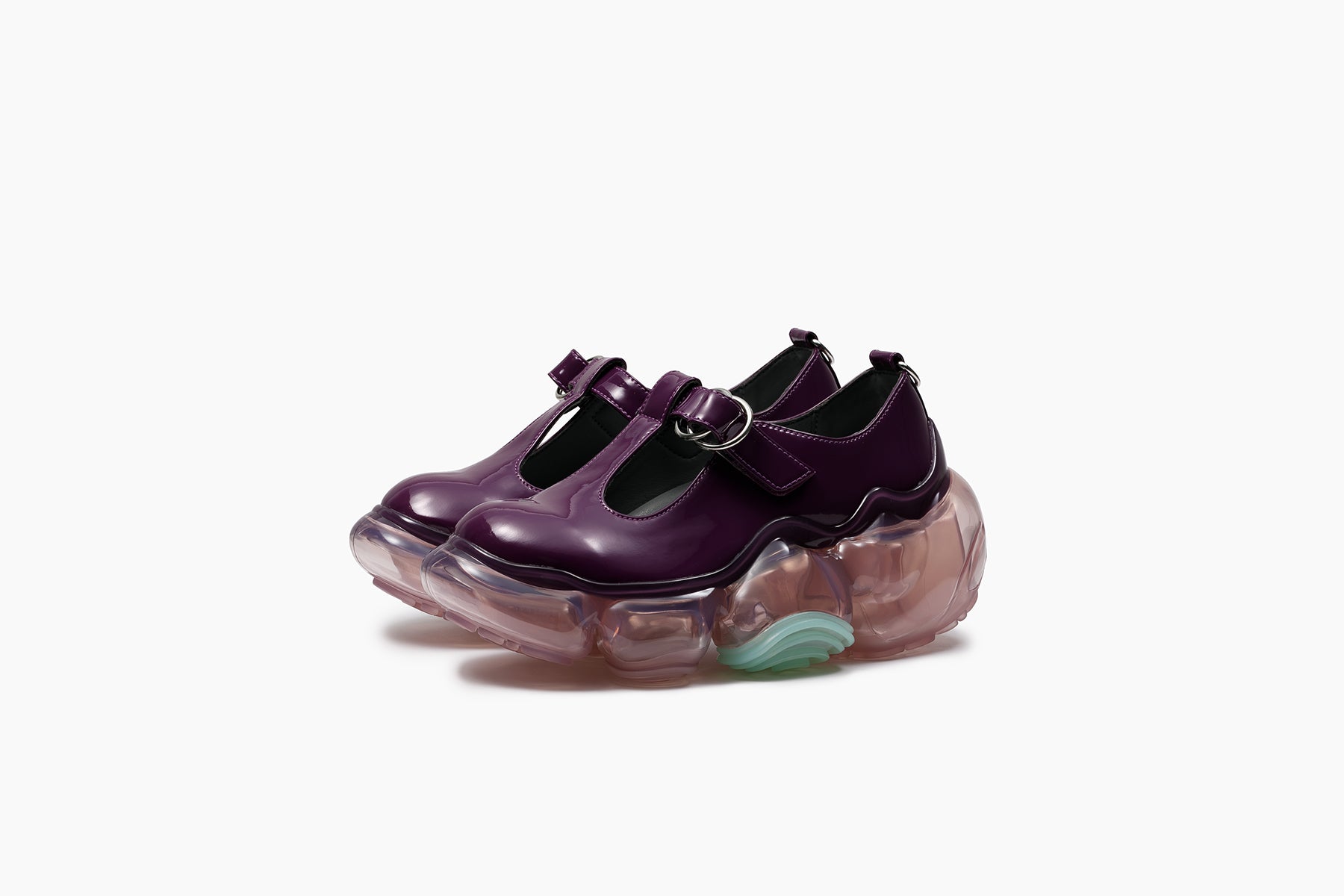grounds MOOPIE T MARY JANE　DEEP PURPLE ENAMEL / DIRTY PINK