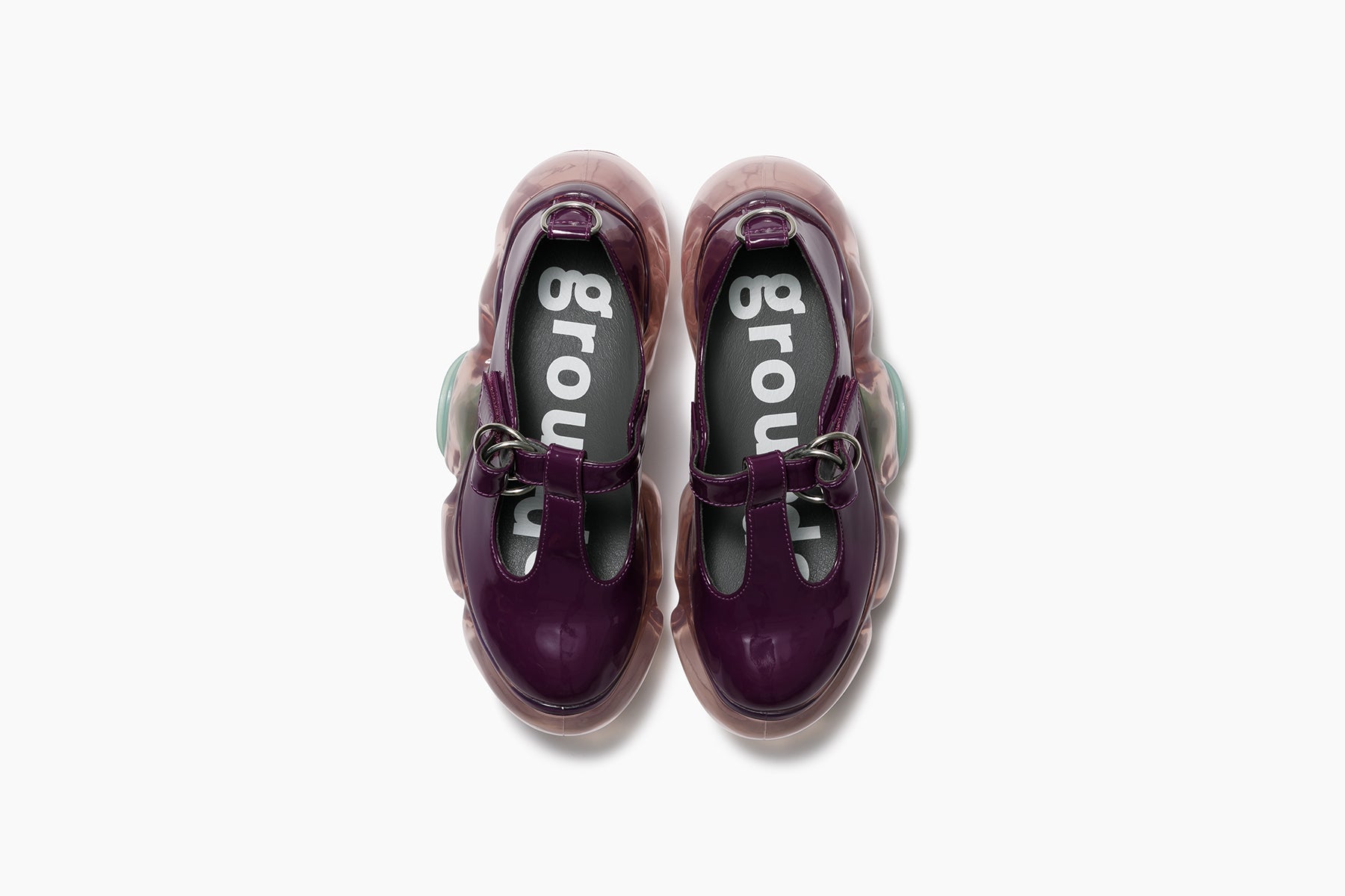 grounds MOOPIE T MARY JANE　DEEP PURPLE ENAMEL / DIRTY PINK