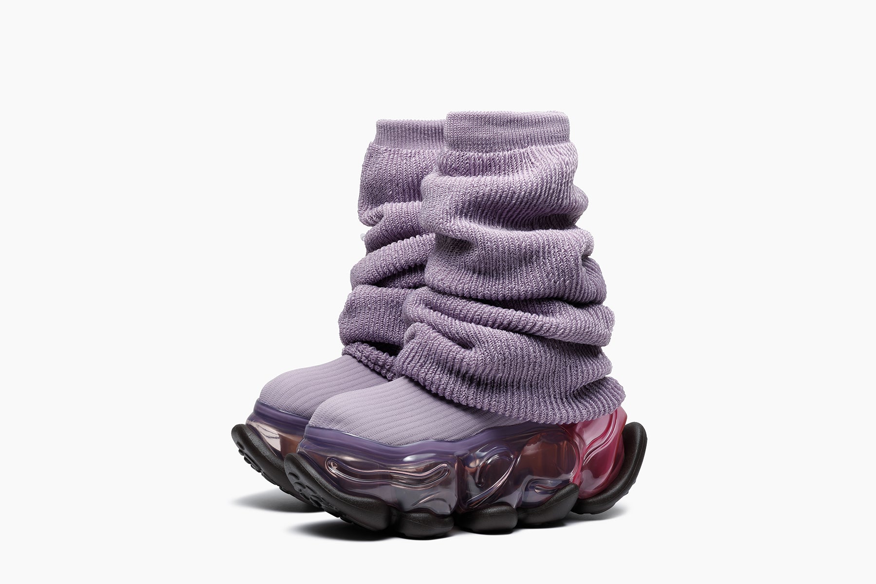 靴 grounds SKYSCRAPER LOOSE SOCKS KNIT 24 SKYSCRAPER LOOSE SOCKS KNIT - PURPLE / DIRTY PINK (スカイ