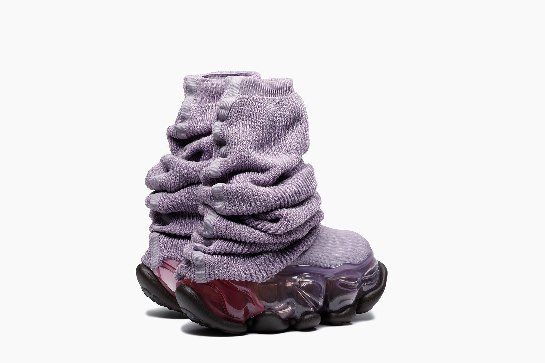 靴 grounds SKYSCRAPER LOOSE SOCKS KNIT SKYSCRAPER LOOSE SOCKS KNIT - PURPLE / DIRTY PINK (スカイ