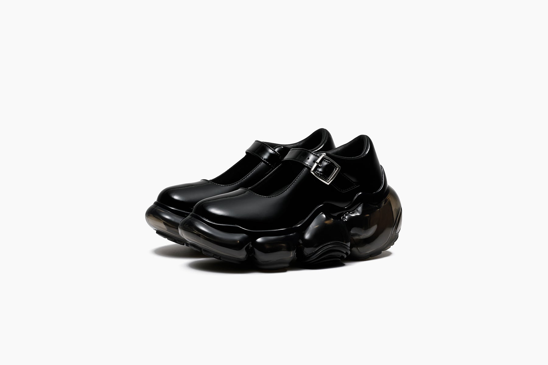 靴 grounds MOOPIE PEBBLE MOOPIE PEBBLE - BLACK ENAMEL / BLACK (ムーピー ペブル ブラック