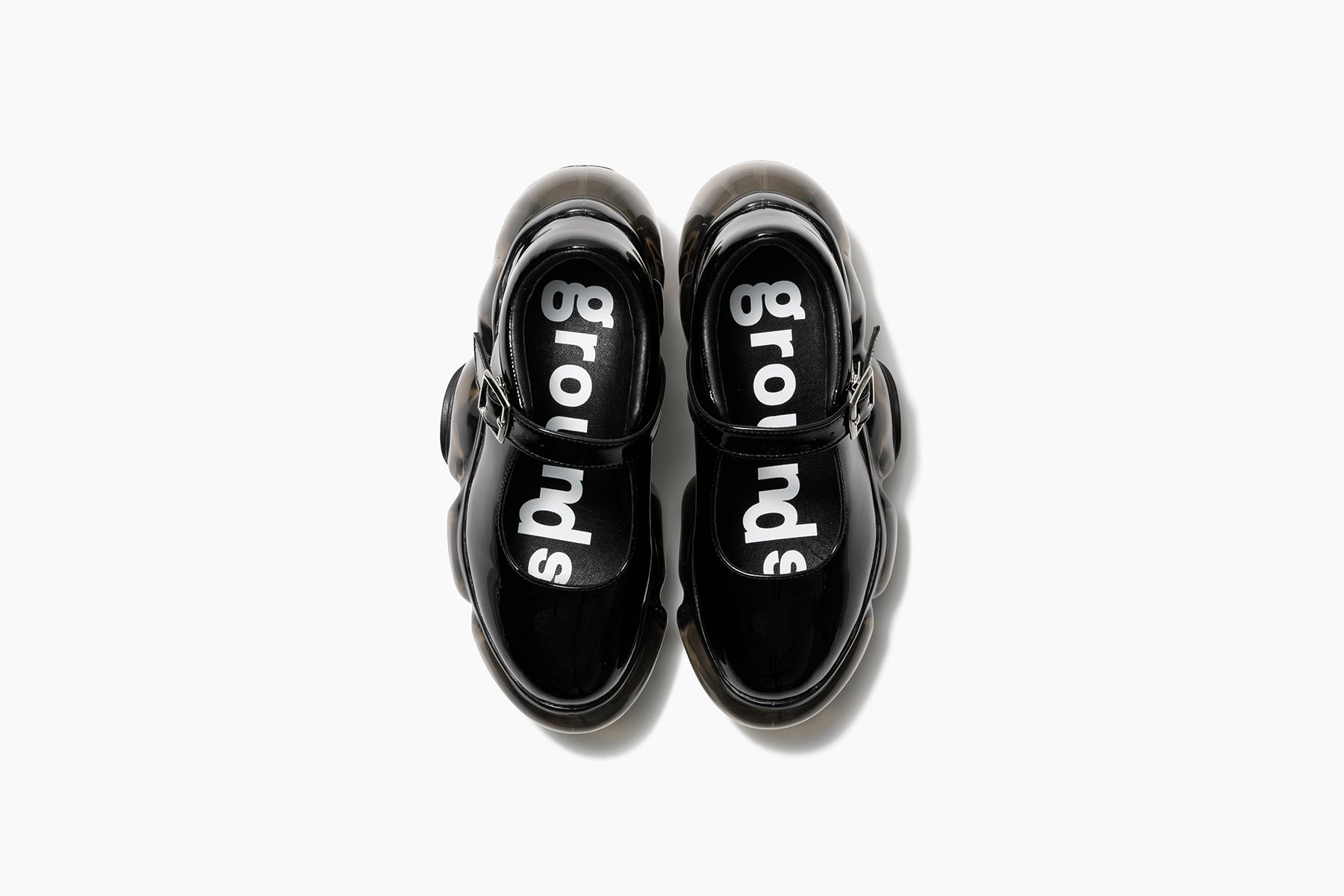 靴 grounds MOOPIE PEBBLE MOOPIE PEBBLE - BLACK ENAMEL / BLACK (ムーピー ペブル ブラック