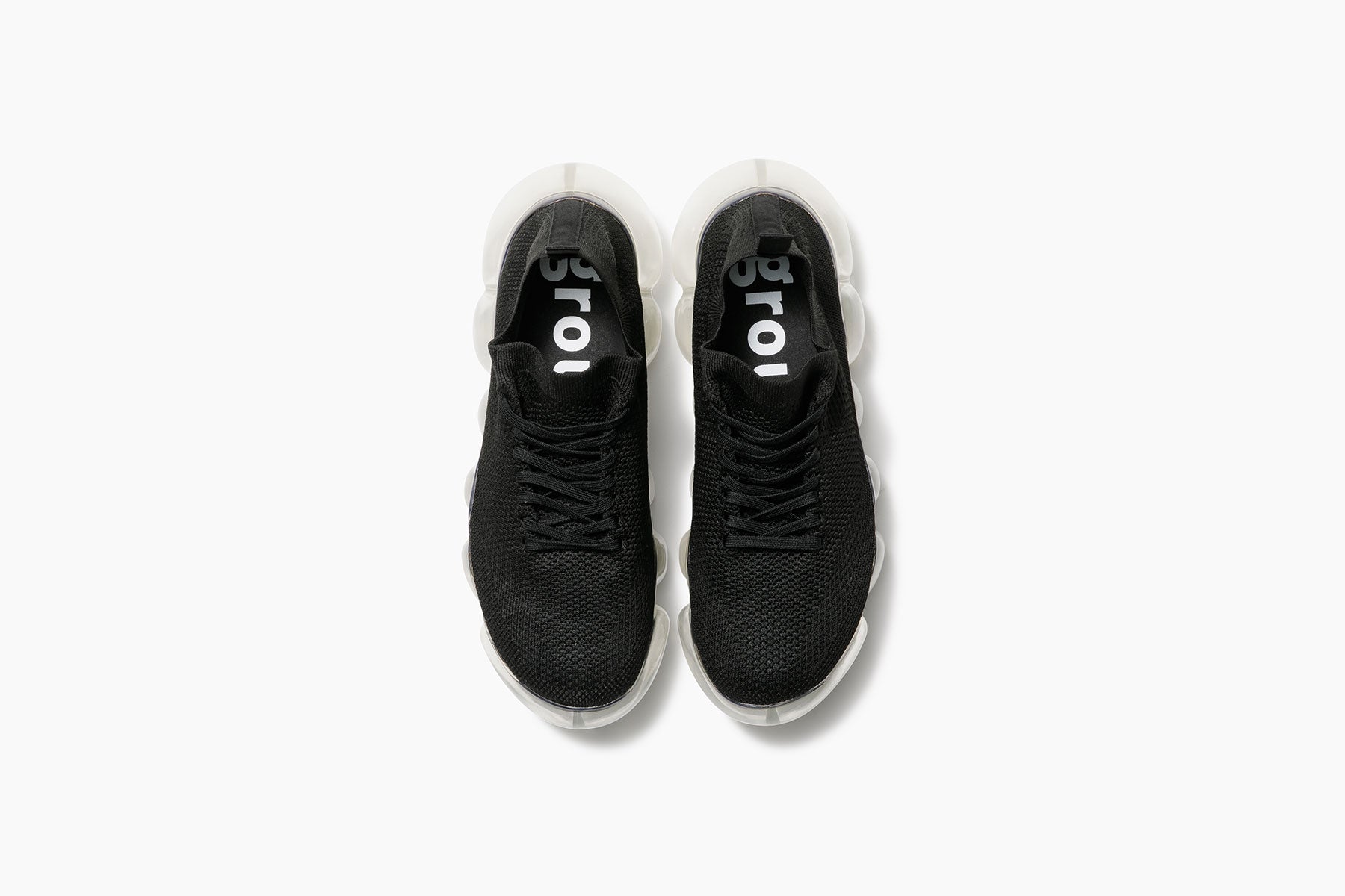 groundsブラックニットスニーカー JEWELRY - BLACK X BLACK(ジュエリー 黒)｜grounds公式通販