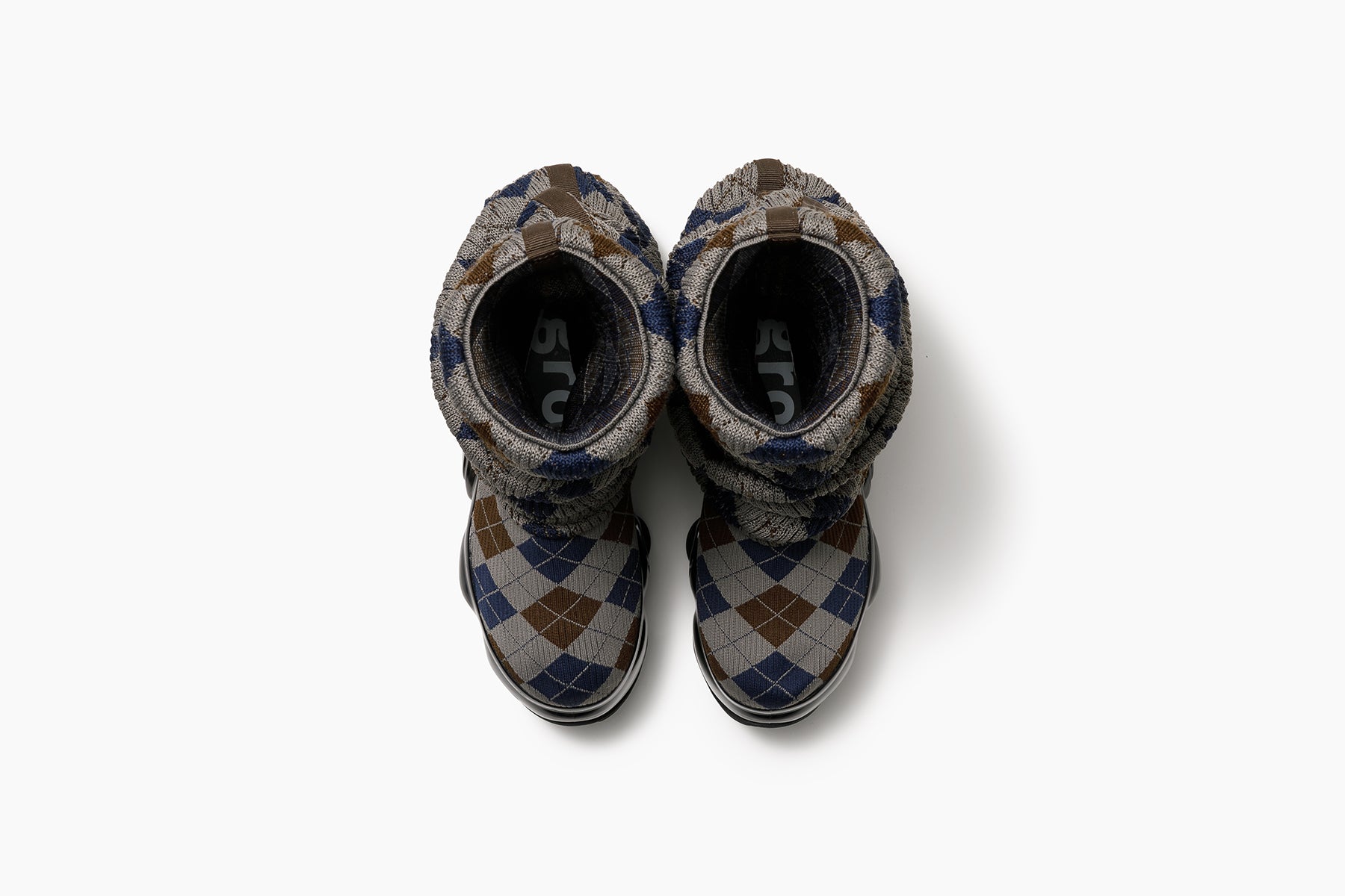 grounds SKYSCRAPER LOOSE SOCKS KNIT NAVY BROWN ARGYLE / BLACK