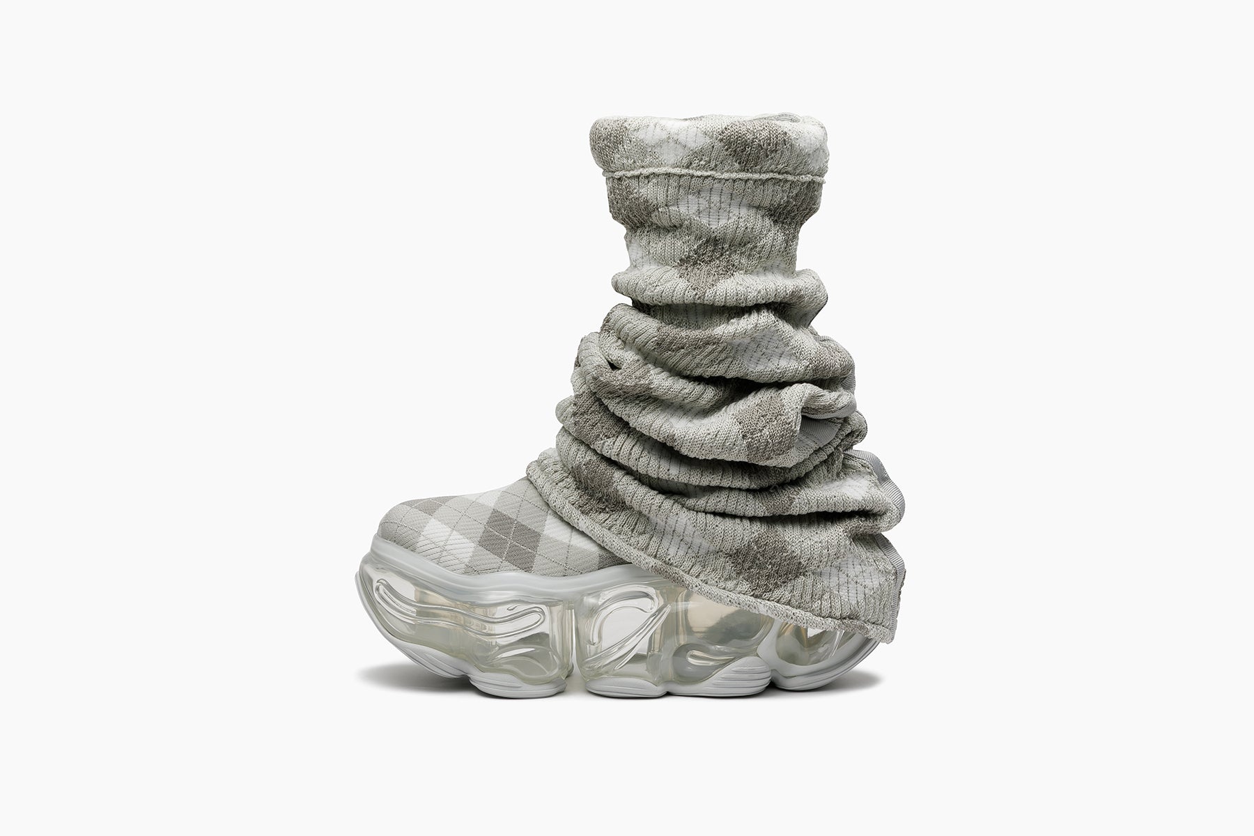 grounds SKYSCRAPER LOOSE SOCKS KNIT GRAY MIX ARGYLE / CLEAR