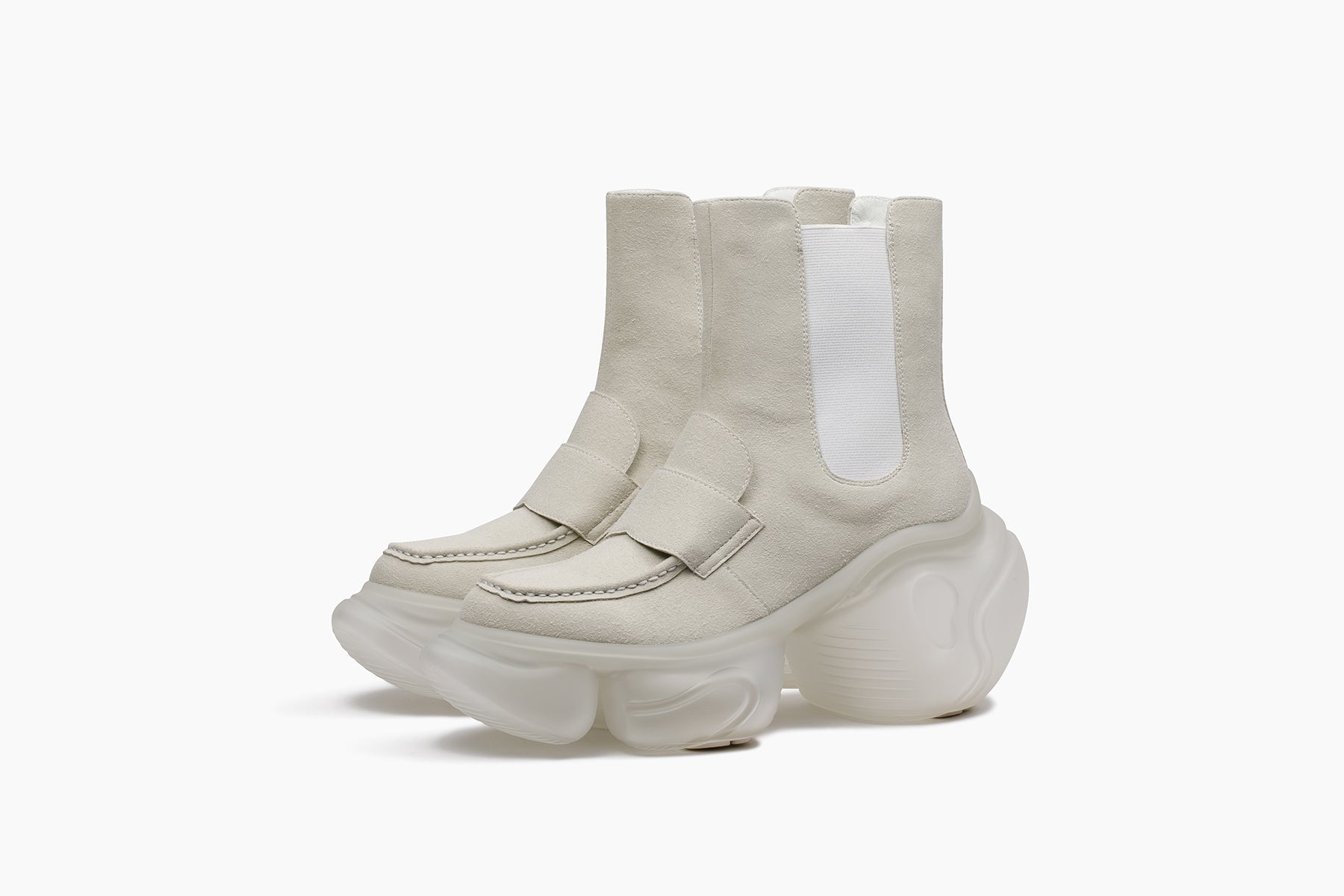 grounds LOOPIE LOAFER BOOTS CREAM SUEDE / CLEAR MATTE
