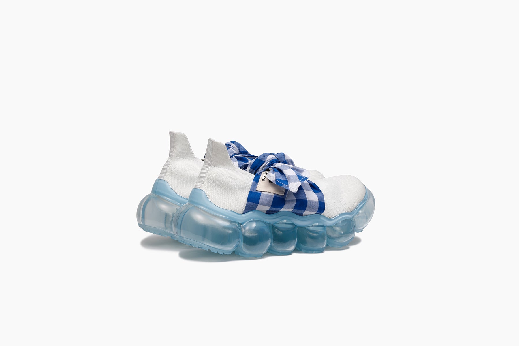 grounds JEWELRY HANKIE PUMPS WHITE BLUE GINGHAM / ICE