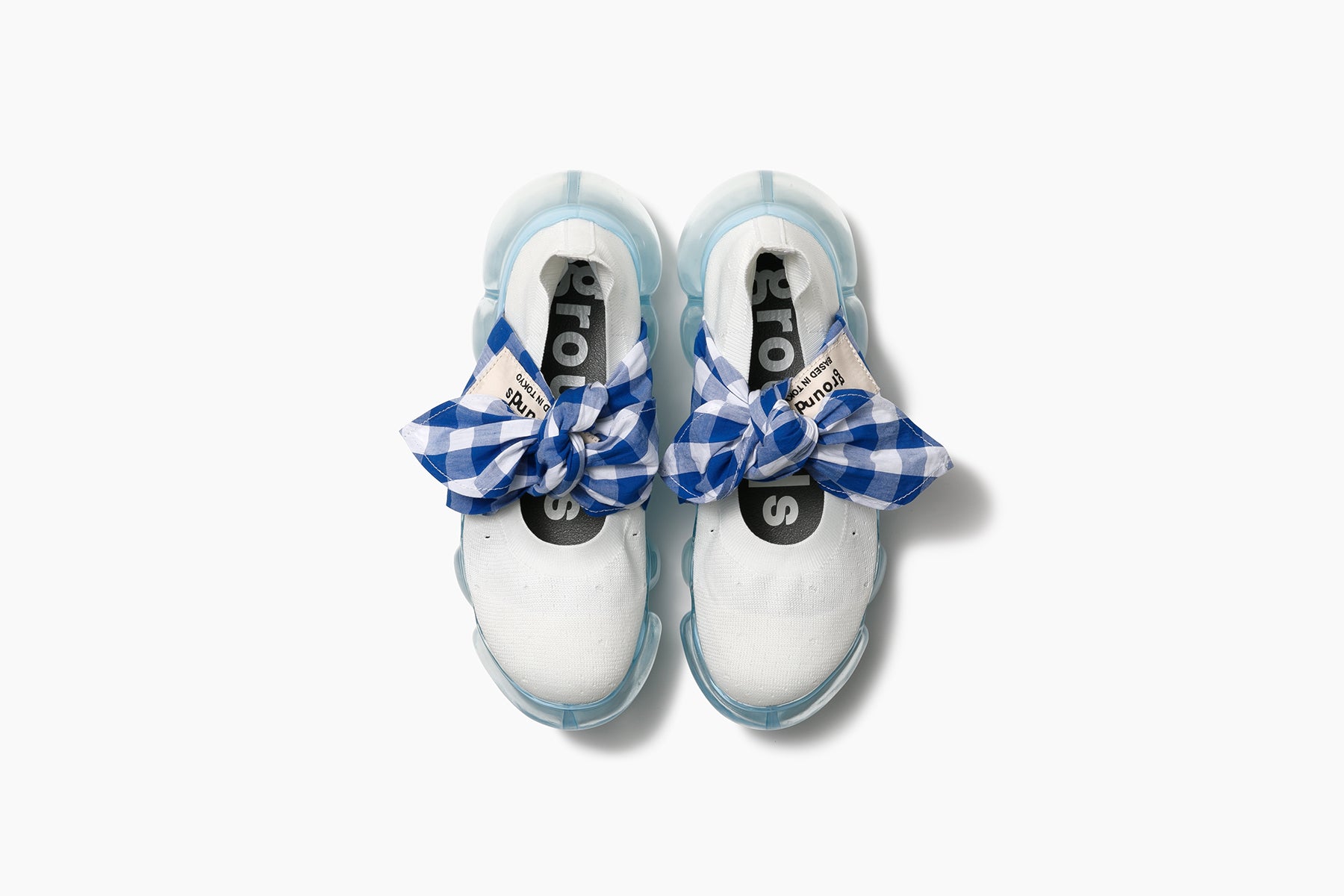 grounds JEWELRY HANKIE PUMPS WHITE BLUE GINGHAM / ICE
