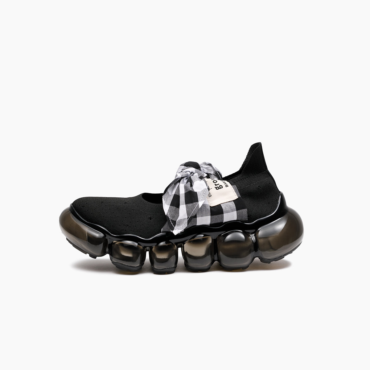 JEWELRY HANKIE PUMPS - BLACK WHITE GINGHAM / BLACK (ジュエリー 