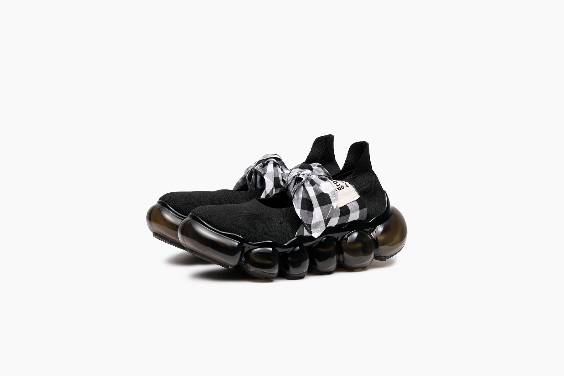 靴 grounds JEWELRY HANKIE PUMPS JEWELRY HANKIE PUMPS - BLACK WHITE GINGHAM / BLACK (ジュエリー