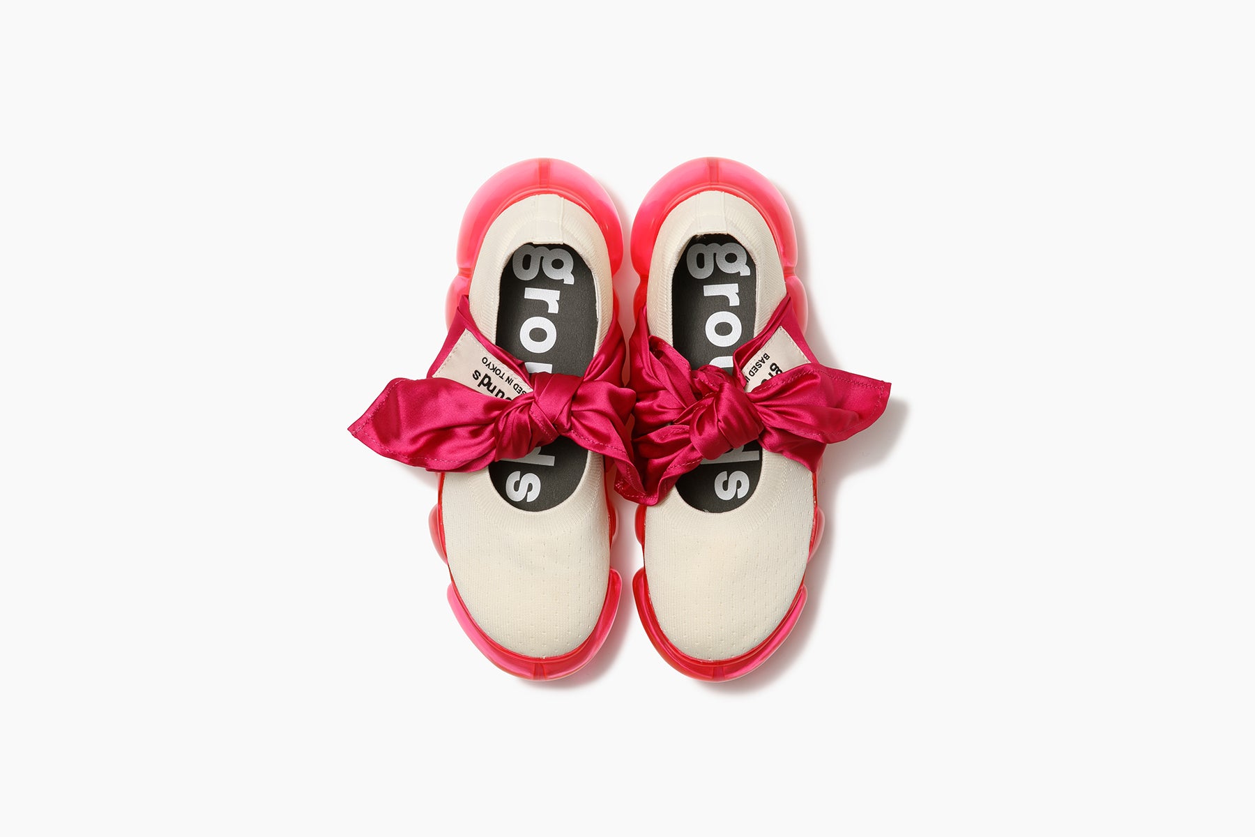 靴 grounds JEWELRY HANKIE PUMPS us8 25cm JEWELRY HANKIE PUMPS - CREAM ROSE / PINK (ジュエリー ハンキー