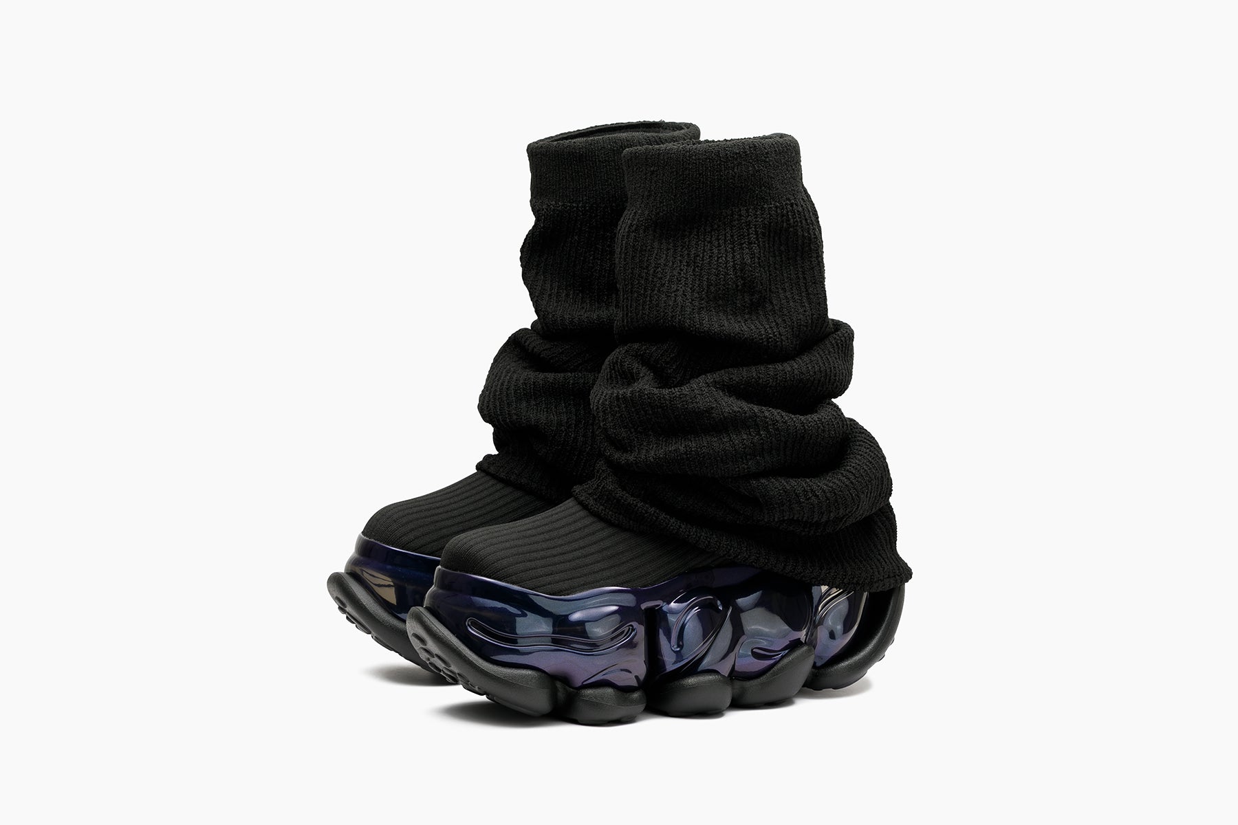 SKYSCRAPER LOOSE SOCKS KNIT - BLACK / BLACK AURORA (スカイ