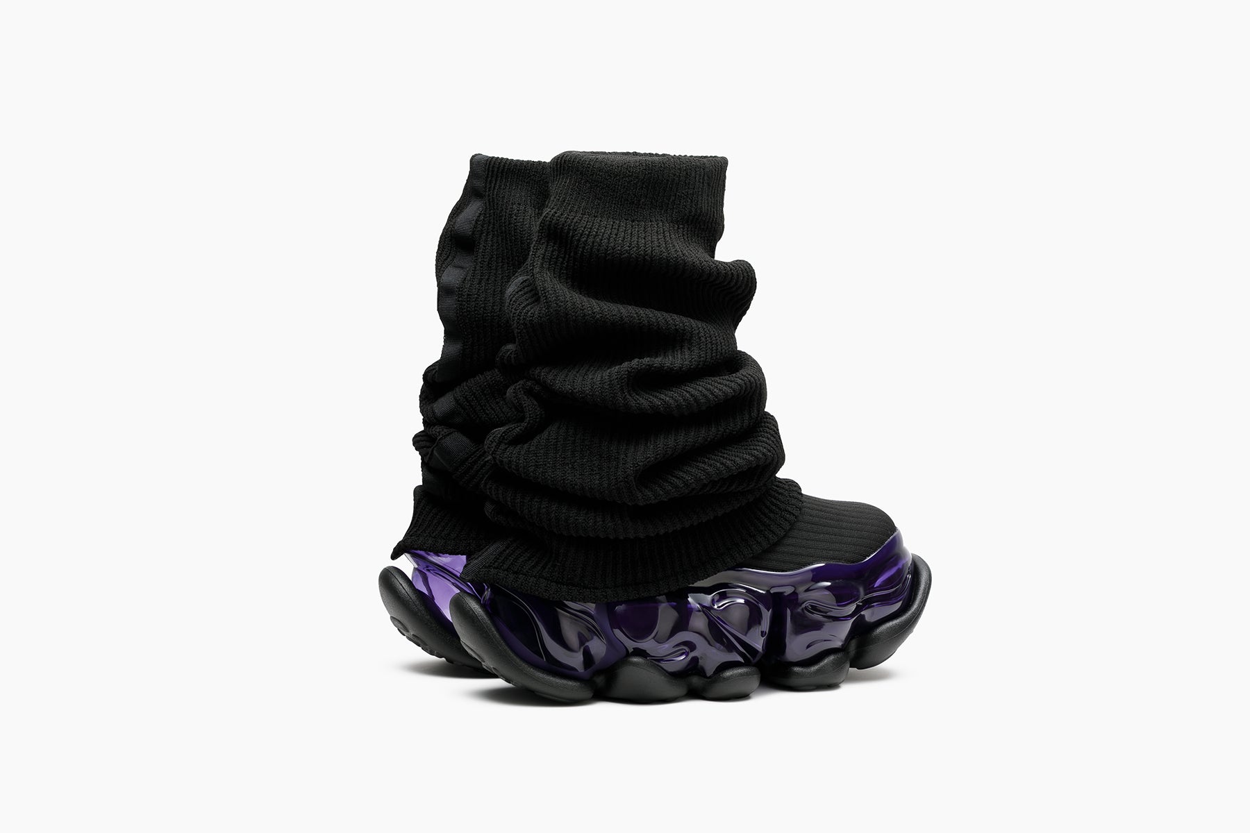SKYSCRAPER LOOSE SOCKS KNIT - BLACK / PURPLE (スカイスクレーパー